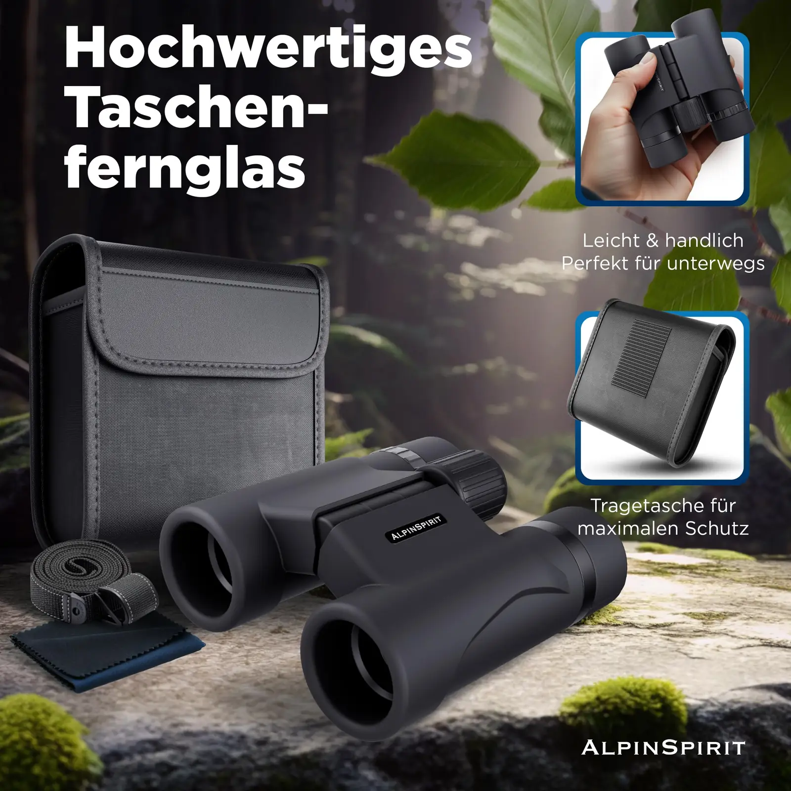Musta värvi AlpinSpirit 8x21 binokkel